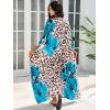 imageMoss Rose Kaftan Dresses for Women V Neck Summer Swimsuit Cover up Caftan Maxi Beach DressesE Leopard Lake Blue