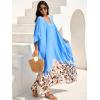 imageMoss Rose Kaftan Dresses for Women V Neck Summer Swimsuit Cover up Caftan Maxi Beach DressesE Leopard Royal Blue