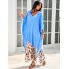 imageMoss Rose Kaftan Dresses for Women V Neck Summer Swimsuit Cover up Caftan Maxi Beach DressesE Leopard Royal Blue