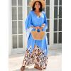imageMoss Rose Kaftan Dresses for Women V Neck Summer Swimsuit Cover up Caftan Maxi Beach DressesE Leopard Royal Blue