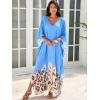 imageMoss Rose Kaftan Dresses for Women V Neck Summer Swimsuit Cover up Caftan Maxi Beach DressesE Leopard Royal Blue
