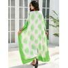 imageMoss Rose Women Caftan Dress V Neck Batwing Sleeve Floral Print Beach Swimsuit Coverup Moo Moos Loungewear Plus SizeA Green White