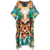 imageMoss Rose Women Caftan Dress V Neck Batwing Sleeve Floral Print Beach Swimsuit Coverup Moo Moos Loungewear Plus SizeA Leopard Abstract