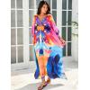 imageMoss Rose Women Caftan Dress V Neck Batwing Sleeve Floral Print Beach Swimsuit Coverup Moo Moos Loungewear Plus SizeA Multicolor Abstract 1