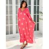 imageMoss Rose Women Caftan Dress V Neck Batwing Sleeve Floral Print Beach Swimsuit Coverup Moo Moos Loungewear Plus SizeA Pink Starfish