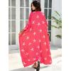imageMoss Rose Women Caftan Dress V Neck Batwing Sleeve Floral Print Beach Swimsuit Coverup Moo Moos Loungewear Plus SizeA Pink Starfish