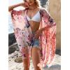 imageMoss Rose Women Summer Bikini Kimono Bathing Suit Cover Ups for SwimwearA Peach Floral