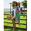 imageMoss Rose Women Summer Bikini Kimono Bathing Suit Cover Ups for SwimwearB Green Floral