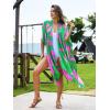 imageMoss Rose Women Summer Bikini Kimono Bathing Suit Cover Ups for SwimwearB Green Floral