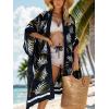 imageMoss Rose Women Summer Bikini Kimono Bathing Suit Cover Ups for SwimwearE Black Leaves