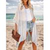imageMoss Rose Women Summer Bikini Kimono Bathing Suit Cover Ups for SwimwearStripeivory