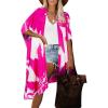 imageMoss Rose Women Summer Bikini Kimono Bathing Suit Cover Ups for SwimwearA Rose Red White