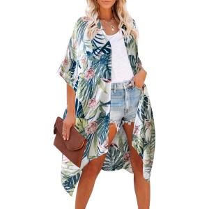 imageMoss Rose Women Summer Bikini Kimono Bathing Suit Cover Ups for SwimwearA Palm Leaf