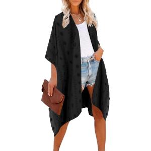 imageMoss Rose Women Summer Bikini Kimono Bathing Suit Cover Ups for SwimwearBlack2