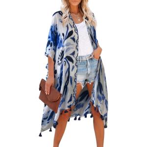 imageMoss Rose Women Summer Bikini Kimono Bathing Suit Cover Ups for SwimwearC Blue Charisma