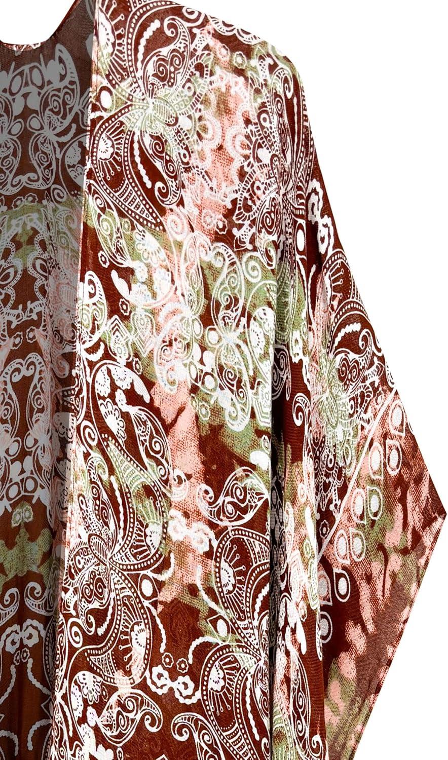 imageMoss Rose Womens Beach Cover up Swimsuit Kimono with Bohemian Floral Print Loose Casual Resort WearD Multicolor Print