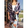 imageMoss Rose Womens Beach Cover up Swimsuit Kimono with Bohemian Floral Print Loose Casual Resort WearB Plaid Panelled Purple