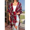 imageMoss Rose Womens Beach Cover up Swimsuit Kimono with Bohemian Floral Print Loose Casual Resort WearB Red Black Plaid