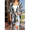 imageMoss Rose Womens Beach Cover up Swimsuit Kimono with Bohemian Floral Print Loose Casual Resort WearB White Black Plaid