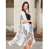 imageMoss Rose Womens Beach Cover up Swimsuit Kimono with Bohemian Floral Print Loose Casual Resort WearC Adeline White
