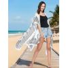 imageMoss Rose Womens Beach Cover up Swimsuit Kimono with Bohemian Floral Print Loose Casual Resort WearC Adeline White