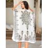 imageMoss Rose Womens Beach Cover up Swimsuit Kimono with Bohemian Floral Print Loose Casual Resort WearC Adeline White