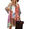 imageMoss Rose Womens Beach Cover up Swimsuit Kimono with Bohemian Floral Print Loose Casual Resort WearD Bohemian Rhapsody