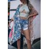 imageMoss Rose Womens Beach Cover up Swimsuit Kimono with Bohemian Floral Print Loose Casual Resort WearD Color