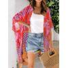 imageMoss Rose Womens Beach Cover up Swimsuit Kimono with Bohemian Floral Print Loose Casual Resort WearD Orange White Flower