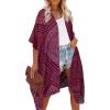 imageMoss Rose Womens Beach Cover up Swimsuit Kimono with Bohemian Floral Print Loose Casual Resort WearE Floral 1