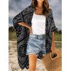 imageMoss Rose Womens Beach Cover up Swimsuit Kimono with Bohemian Floral Print Loose Casual Resort WearF Black Mestry