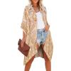 imageMoss Rose Womens Beach Cover up Swimsuit Kimono with Bohemian Floral Print Loose Casual Resort WearF Yellow Embroidery