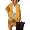 imageMoss Rose Womens Beach Cover up Swimsuit Kimono with Bohemian Floral Print Loose Casual Resort WearA Yellow Floral