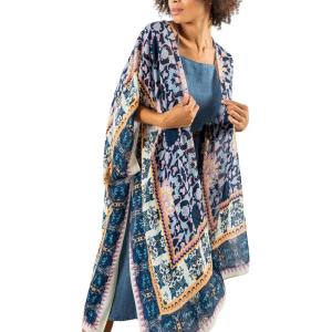 imageMoss Rose Womens Beach Cover up Swimsuit Kimono with Bohemian Floral Print Loose Casual Resort WearF Geometric Melange