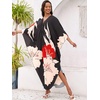 image:imageMoss Rose Caftan Coverup Dresses for Women V Neck Summer Swimsuit Kaftan Plus Size Maxi Beach Vacation ClothesA Black White Red Floral