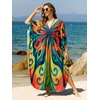 image:imageMoss Rose Caftan Coverup Dresses for Women V Neck Summer Swimsuit Kaftan Plus Size Maxi Beach Vacation ClothesB Colorful Butterfly 3