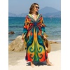 image:imageMoss Rose Caftan Coverup Dresses for Women V Neck Summer Swimsuit Kaftan Plus Size Maxi Beach Vacation ClothesB Colorful Butterfly 3