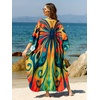 image:imageMoss Rose Caftan Coverup Dresses for Women V Neck Summer Swimsuit Kaftan Plus Size Maxi Beach Vacation ClothesB Colorful Butterfly 3