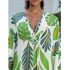 image:imageMoss Rose Caftan Coverup Dresses for Women V Neck Summer Swimsuit Kaftan Plus Size Maxi Beach Vacation ClothesB Green Leaves