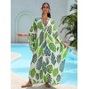 image:imageMoss Rose Caftan Coverup Dresses for Women V Neck Summer Swimsuit Kaftan Plus Size Maxi Beach Vacation ClothesB Green Leaves