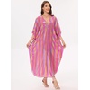 image:imageMoss Rose Caftan Coverup Dresses for Women V Neck Summer Swimsuit Kaftan Plus Size Maxi Beach Vacation ClothesB Rose Yellow