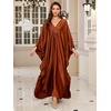 image:imageMoss Rose Caftan Coverup Dresses for Women V Neck Summer Swimsuit Kaftan Plus Size Maxi Beach Vacation ClothesC Brown