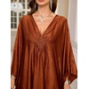 image:imageMoss Rose Caftan Coverup Dresses for Women V Neck Summer Swimsuit Kaftan Plus Size Maxi Beach Vacation ClothesC Brown