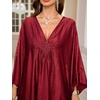 image:imageMoss Rose Caftan Coverup Dresses for Women V Neck Summer Swimsuit Kaftan Plus Size Maxi Beach Vacation ClothesC Dark Red
