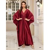 image:imageMoss Rose Caftan Coverup Dresses for Women V Neck Summer Swimsuit Kaftan Plus Size Maxi Beach Vacation ClothesC Dark Red
