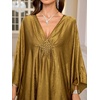 image:imageMoss Rose Caftan Coverup Dresses for Women V Neck Summer Swimsuit Kaftan Plus Size Maxi Beach Vacation ClothesC Gold