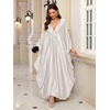 image:imageMoss Rose Caftan Coverup Dresses for Women V Neck Summer Swimsuit Kaftan Plus Size Maxi Beach Vacation ClothesC White