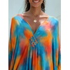 image:imageMoss Rose Caftan Coverup Dresses for Women V Neck Summer Swimsuit Kaftan Plus Size Maxi Beach Vacation ClothesD Acid Blue Orange