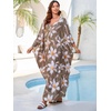 image:imageMoss Rose Caftan Coverup Dresses for Women V Neck Summer Swimsuit Kaftan Plus Size Maxi Beach Vacation ClothesD Olive Floral