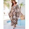 image:imageMoss Rose Caftan Coverup Dresses for Women V Neck Summer Swimsuit Kaftan Plus Size Maxi Beach Vacation ClothesD Olive Floral